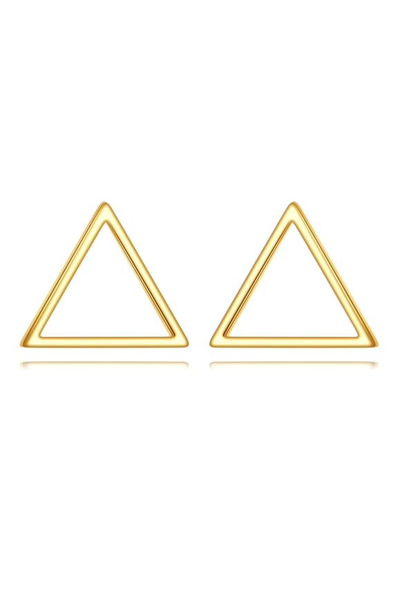 14K Gold Triangle Earrings for Women Gold Geometrical Stud Earrings Minimalism Jewelry Birthday Gifts for Wife Mom