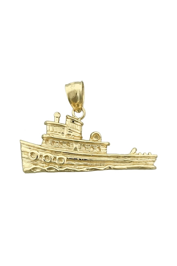 14K Gold Tugboat Pendant