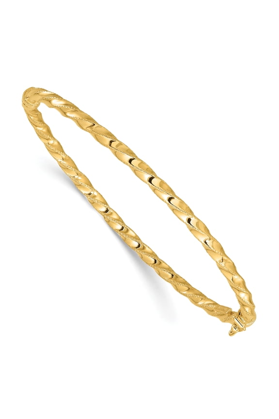 14K Gold Twisted 3.20mm Hinged Bangle