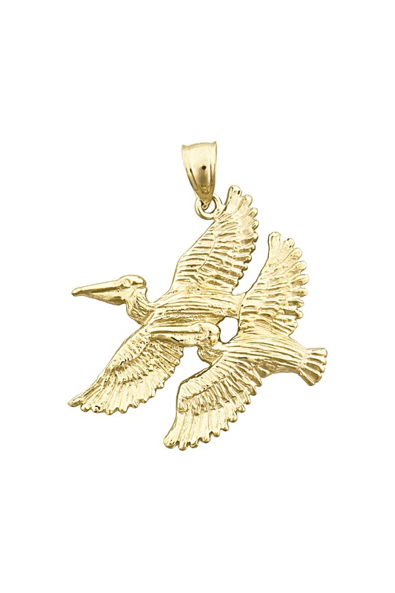 14K Gold Dual Pelicans Pendant