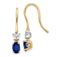 thumbnail image 1 of 14K Gold Two Tone Diamond & Sapphire Dangle Earrings, 1 of 5