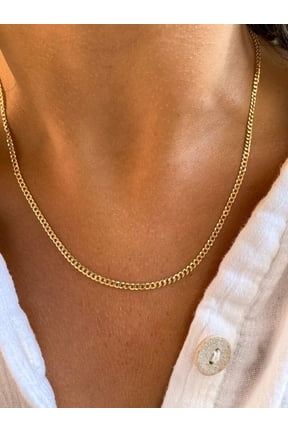 14K Gold Filled Unisex Italian Cuban Curb Link Chain Necklace- 14K Necklaces, 14 Karat Gold Chain, 16" 18" 20" 24" 30"