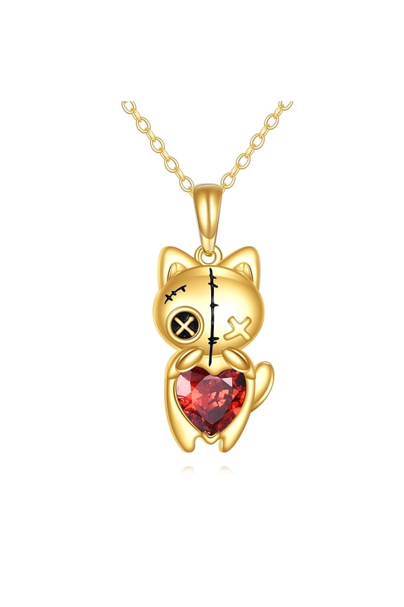 14K Gold Voodoo Cat Necklace for Women Gold Gothic Pendant Witch Jewelry Gifts for Her