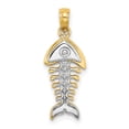 thumbnail image 1 of 14K Gold W/Rhodium 3-D Fishbone Charm, 1 of 4