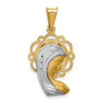thumbnail image 1 of 14K Gold W/Rhodium Satin And Polished Mary Pendant, 1 of 4
