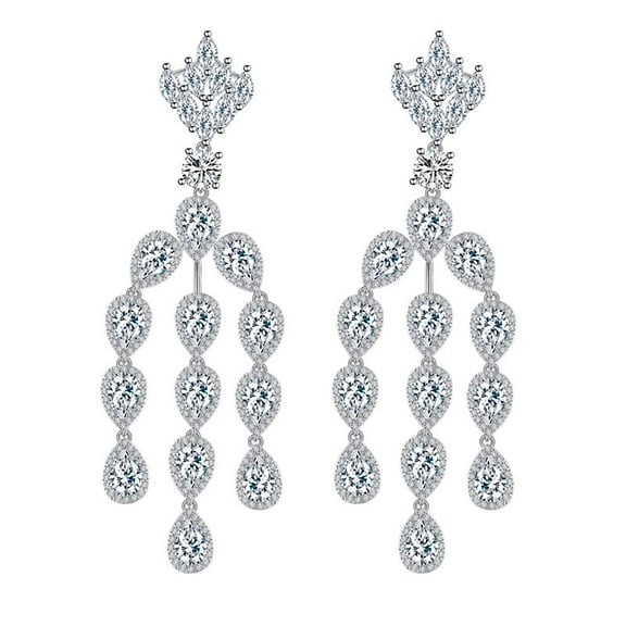 14K Gold Water Drop Crystal Chandelier Earrings for Women,Fashion Tassel Teardrop Dangle Earrings,Delicate Jewelry Gift for Mom,Girlfriend,Wife