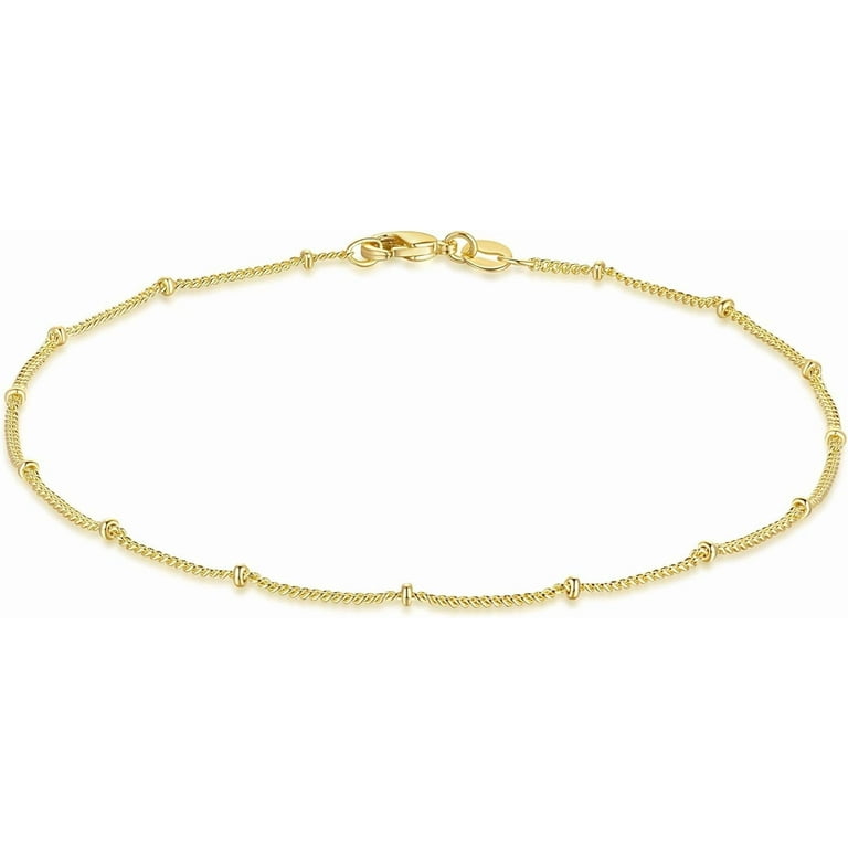 14K Gold Waterproof Anklets for Women and Men Charm Ankle