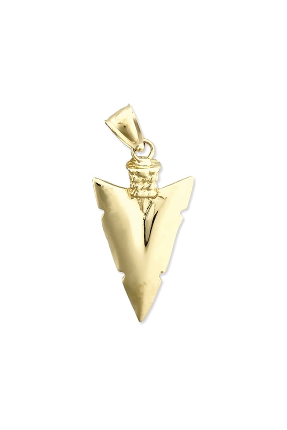 14K Gold Western 3D Arrowhead Pendant