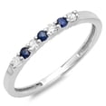 thumbnail image 1 of 14K Gold White Diamond & Blue Sapphire Anniversary Ring Wedding Band 1/5 CT, 1 of 3