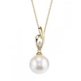 thumbnail image 1 of 14K Gold White Freshwater Cultured Pearl & Diamond Lois Pendant Necklace - AAAA Quality, 1 of 7