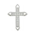 thumbnail image 1 of 14K Gold White Rhodium, Small Cross Pendant Religious Charm Created CZ Crystals Slider 16mm, 1 of 6