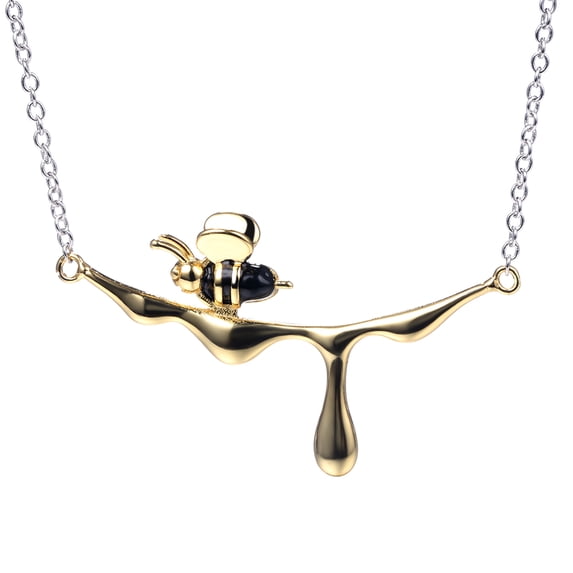 14K Gold Plated and Sterling Silver Bee Pendant Necklace
