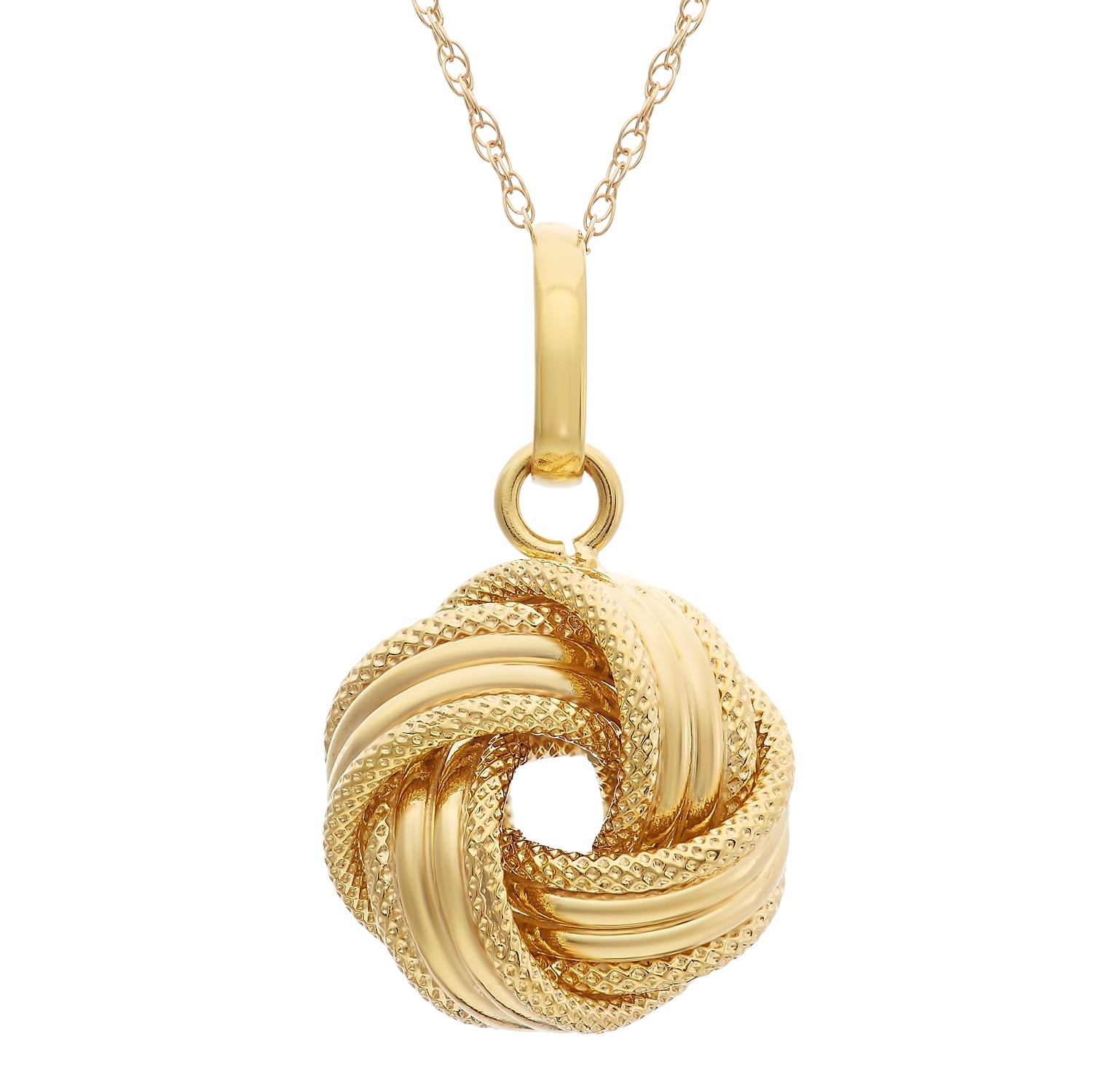 Tiara 14K Yellow Gold Textured Love Knot Necklace Tiara 14K Yellow Gold Textured Love Knot Necklace