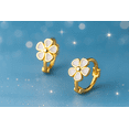 thumbnail image 1 of RYSKYJEWELRY Flower Huggie Gold Earrings, 925 Sterling Gold, All Ages, 1 of 9
