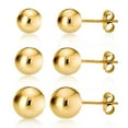 thumbnail image 1 of Kezef 14K Gold over 925 Silver High Polish Smooth Round Ball Stud Earring 3-Size Set - 6mm, 7mm, 8mm, 1 of 7