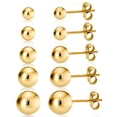 thumbnail image 1 of Kezef Women's Gold plated over 925 Silver High Polish Smooth Round Ball Stud Earring 5-Size Set - 3mm - 7mm, 1 of 6