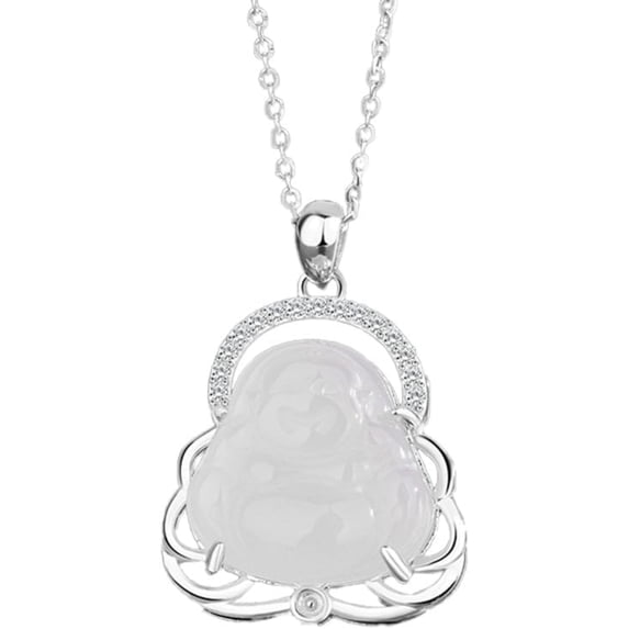 14K Gold over S925 Natural Jade Maitreya Buddha Necklace, Vintage Peace Pendant, Elegant Jade Jewelry Gift for Wife's Serenity