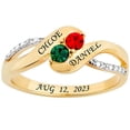 thumbnail image 1 of 14K Gold over Sterling Couple's Birthstone Bypass Diamond Accent Ring, 1 of 1