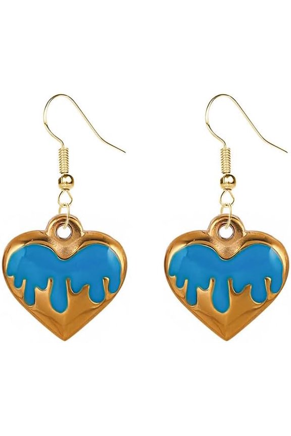 14K Gold plated Colorful Flame Earrings For Women Punk Fire Heart Burning Earrings Transparent Funny Geometric Alloy Flame Earrings Fashion