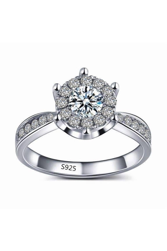 14K Gold plated L'Amour 2.6 CT Cluster Set Simulated Diamond Solitaire Ring for Woman