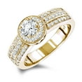 thumbnail image 1 of 14K Halo Unique Round Natural 1 Ctw Diamond Engagement Ring Women (Yellow Gold Size 7.5), 1 of 1