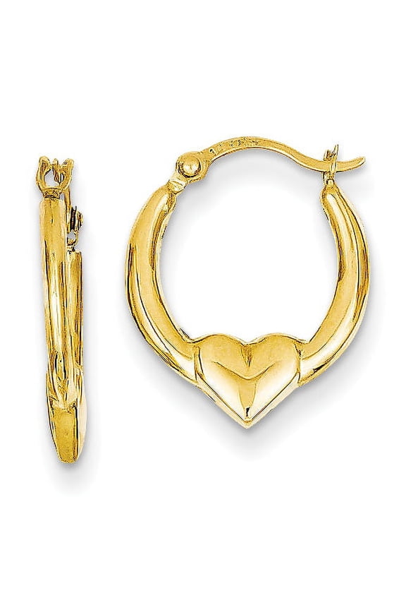 14K Heart Hoop Earrings