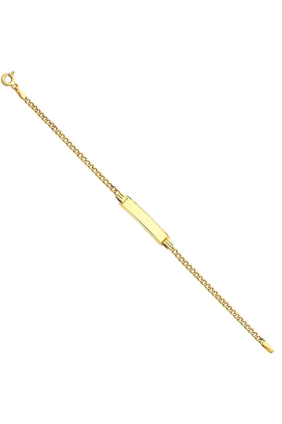 14K Hollow Cuban Baby ID Bracelet - 6"