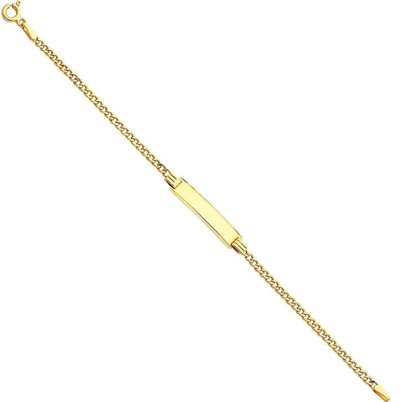 14K Hollow Cuban Baby ID Bracelet - 6"