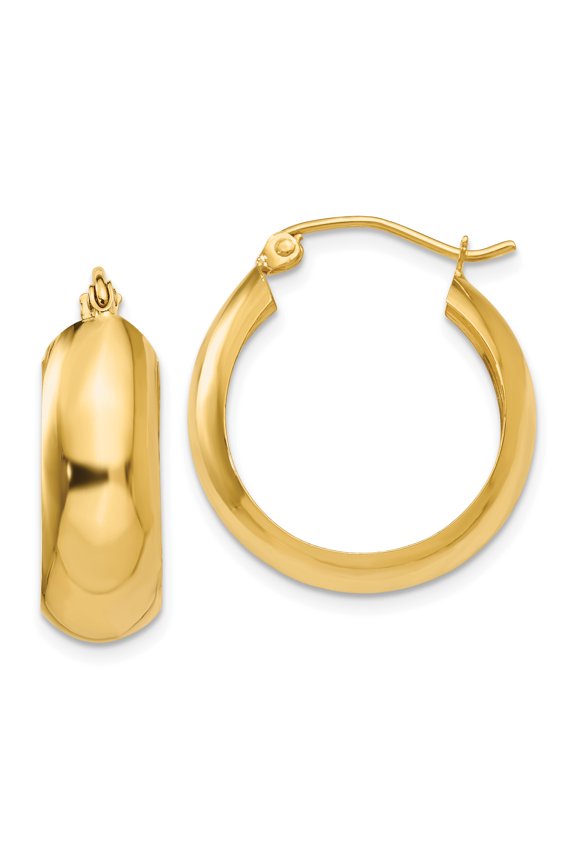 14K 7x21mm Polished Hoop Earrings S1167