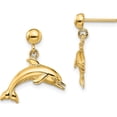 thumbnail image 1 of 14K Yellow Gold Enchanting, Delicate Polished 17.8 Mm 7.4 Jumping Dolphin Dangle Earrings, 1 of 4