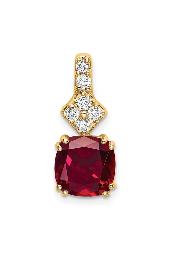 14k 1/5 carat Lab Grown Diamond VS/SI+ G+ and Lab Created Ruby Pendant