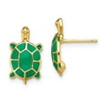 thumbnail image 1 of FJC Finejewelers 14k Yellow Gold Land Turtle with Green Enamel Shell Earrings, 1 of 3