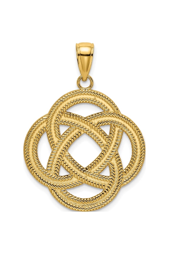 14K Large Celtic Eternity Knot Circle Charm Yellow Gold Material Bold Polished Unique Designed for those who cherish timeless beauty