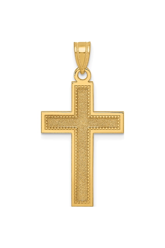 14K Large Satin Cross Pendant Yellow Gold Material Unique Exquisite Stylish Celebrate milestones with style and brilliance