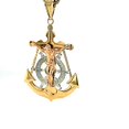thumbnail image 1 of 14K Large Tri Color Gold Jesus Anchor Pendant 2" 5.5g NICE!, 1 of 3