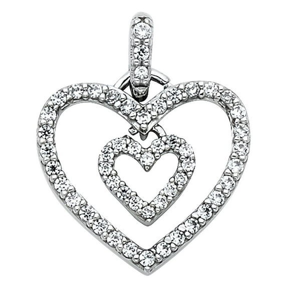 14K Love Heart CZ Pendant