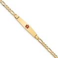 thumbnail image 1 of 14K Medical Soft Diamond Shape Red Enamel Figaro ID Bracelet in 14k Yellow Gold, 1 of 3