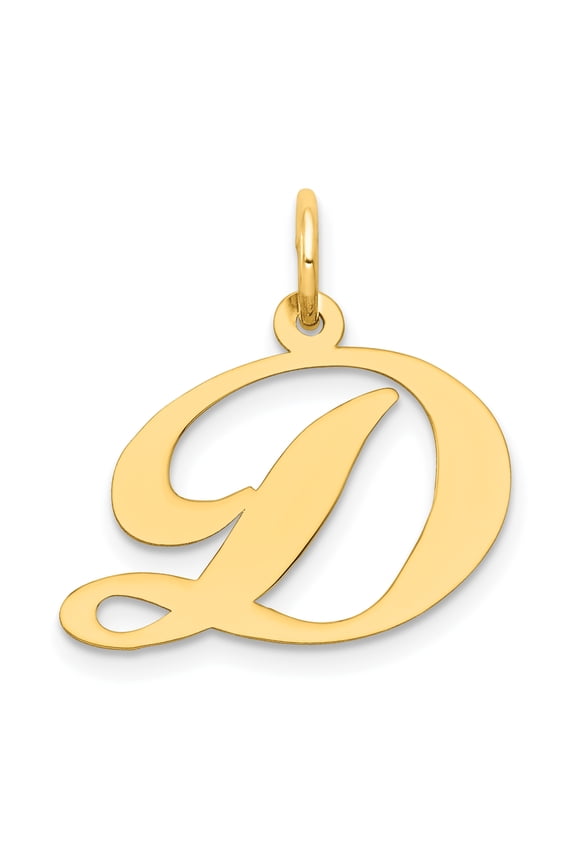 14K Medium Fancy Script Initial D Charm