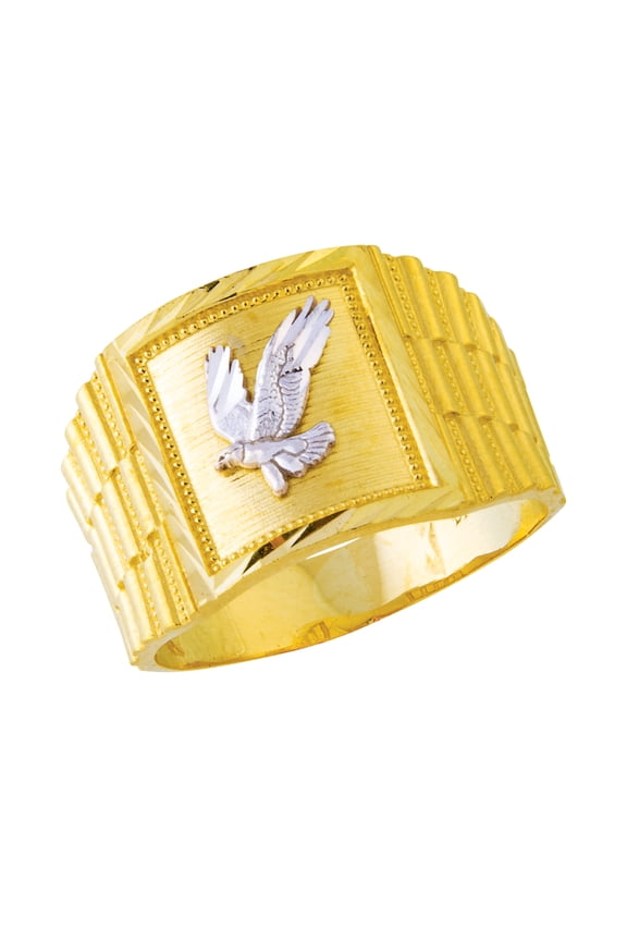 14K Men's Eagle Two-Tone Gold Ring