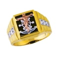thumbnail image 1 of 14K Men's Fancy Jesus Anchor CZ Two-Tone Gold Ring, 1 of 1