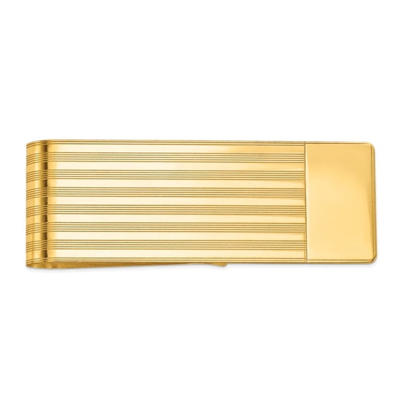 14K Men's Grooved Polished Money Clip
