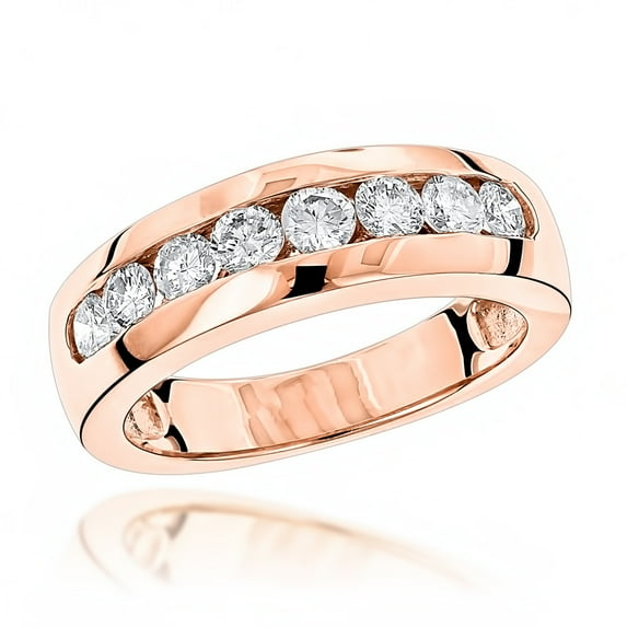14K Mens Natural 0.5 Ctw Diamond Wedding Ring For Him (Rose Gold Size 7)