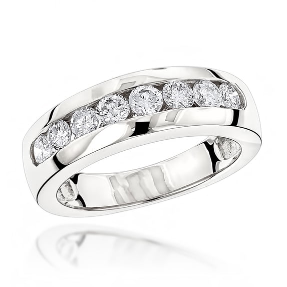 14K Mens Natural 0.5 Ctw Diamond Wedding Ring For Him (White Gold Size 9)