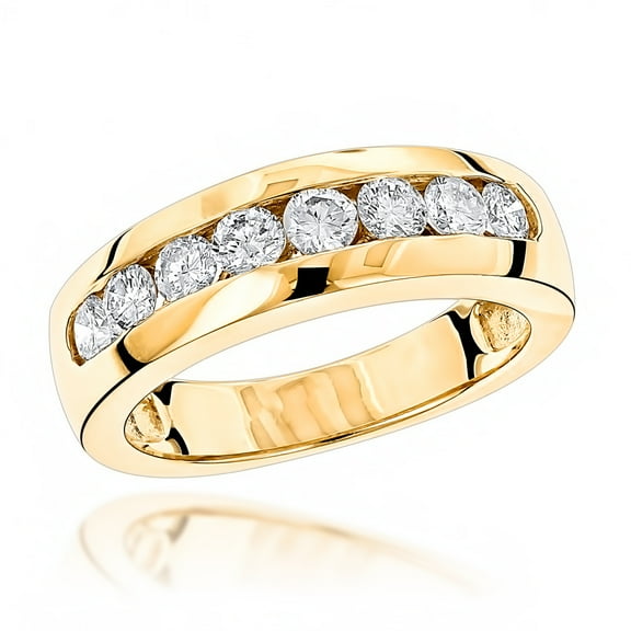 14K Mens Natural 0.5 Ctw Diamond Wedding Ring For Him (Yellow Gold Size 7)