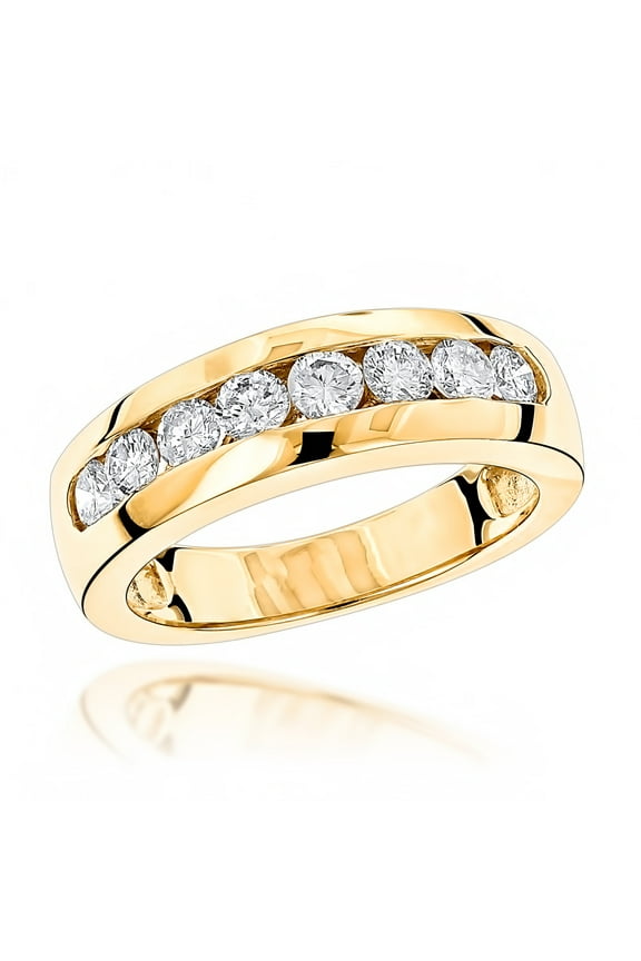 14K Mens Natural 0.5 Ctw Diamond Wedding Ring For Him (Yellow Gold Size 7)