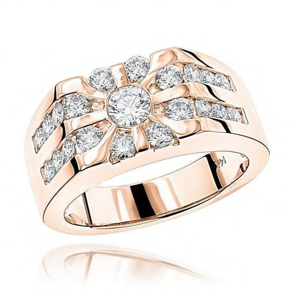 14K Mens Natural 1.5 Ctw Diamond Dainty Ring (Rose Gold Size 7.5)