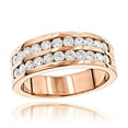 thumbnail image 1 of 14K Mens Wedding Ring Round Natural 1.5 Ctw Diamonds For Him (Rose Gold Size 6.5), 1 of 3