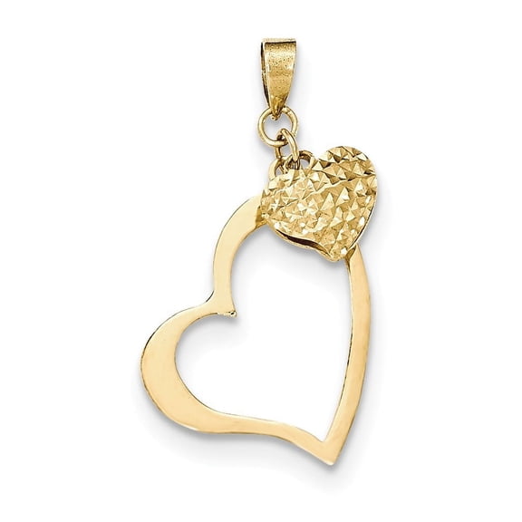 14K Open Heart & Puffed Heart Pendant