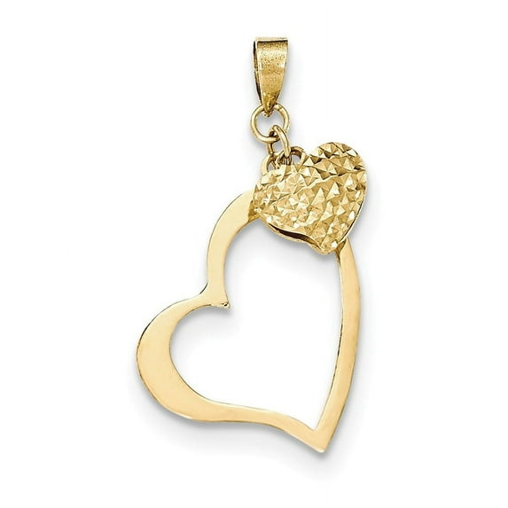 14K Open Heart & Puffed Heart Pendant