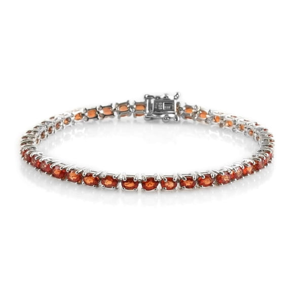 14K Orange Sapphire Tennis Bracelet Silver Gold Women Handmade Bracelet Wedding Anniversary Birthday Gift